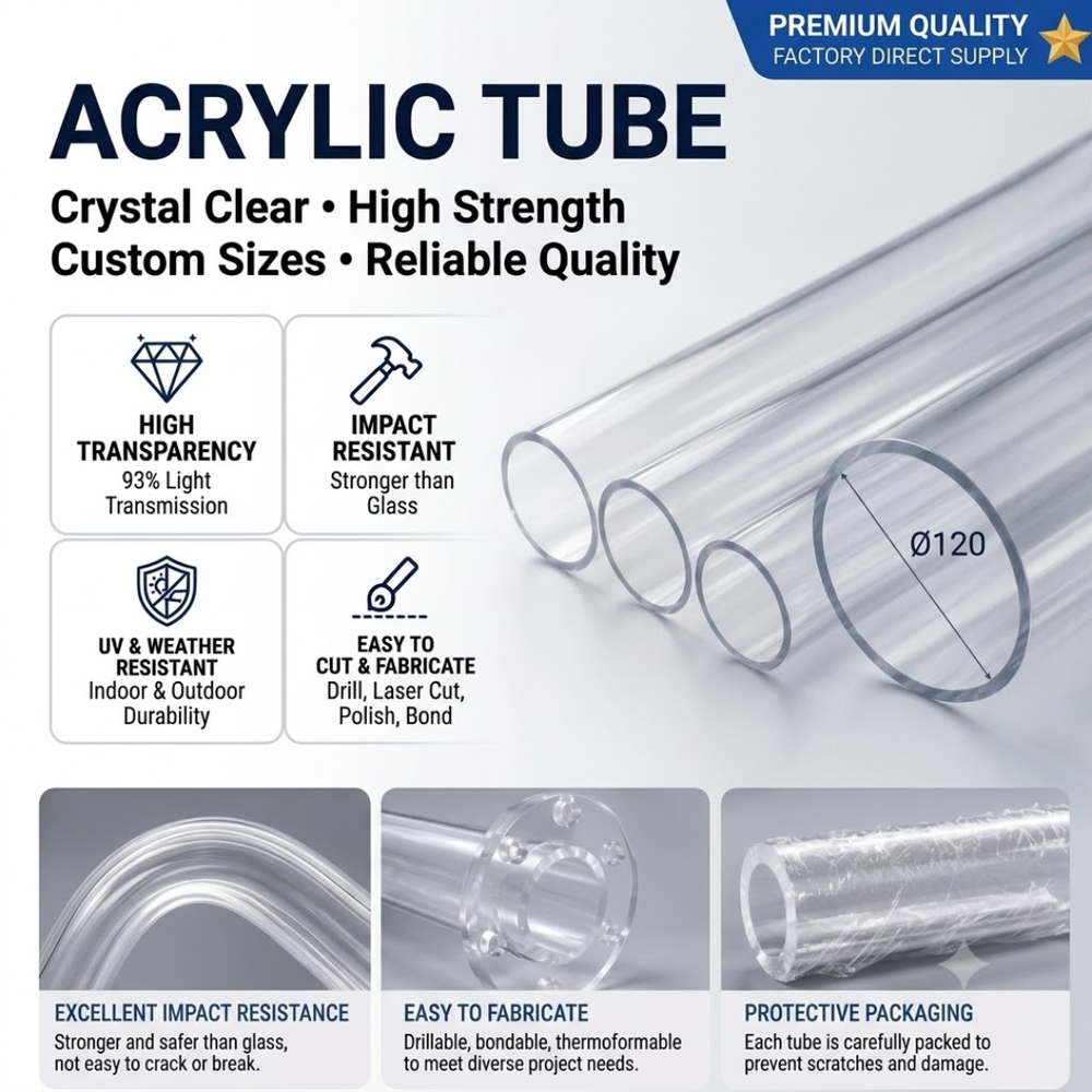 Clear Acrylic Tubes for Industrial, Display & Fabrication Applications