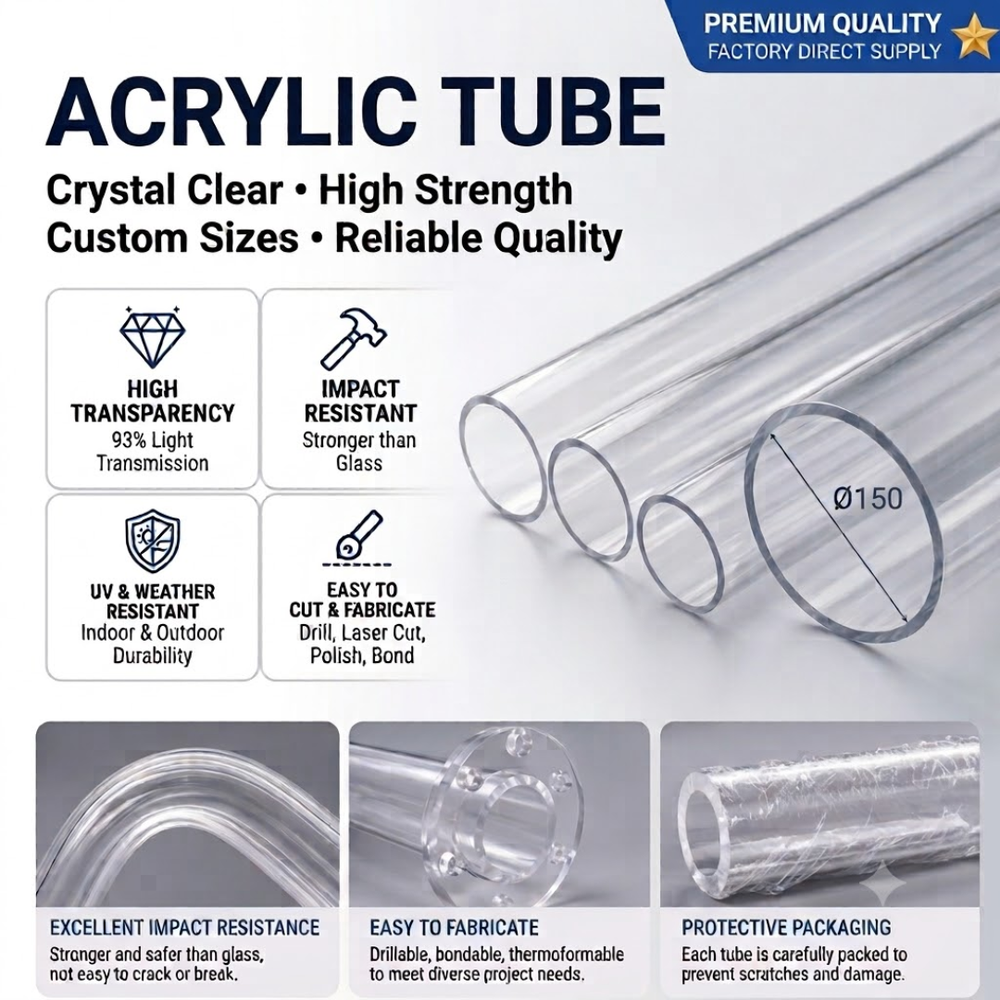 Clear Acrylic Tubes for Industrial, Display & Fabrication Applications