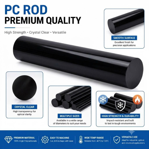 Polycarbonate Black Rod ǀ Black PC ǀ Durable, Machinability – Ø100 X 500MM