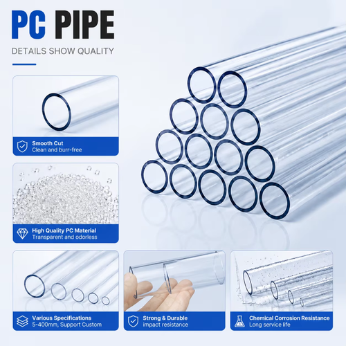 Polycarbonate Tube Ø55-(OD55-ID49MM) | High-impact transparent |UV resistant |Industrial & Scientific