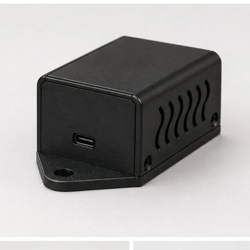 Compact Matte Black Project Box with Side Ventilation, USB-C Port & Secure Flange Mounting Points