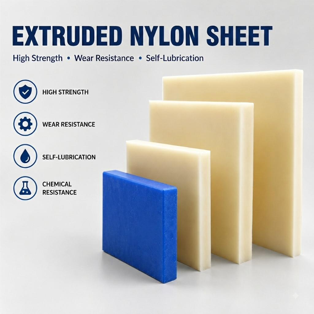 Extruded Nylon  | Custom Cut Size| CNC Machining & Milling | 10MM-BLUE