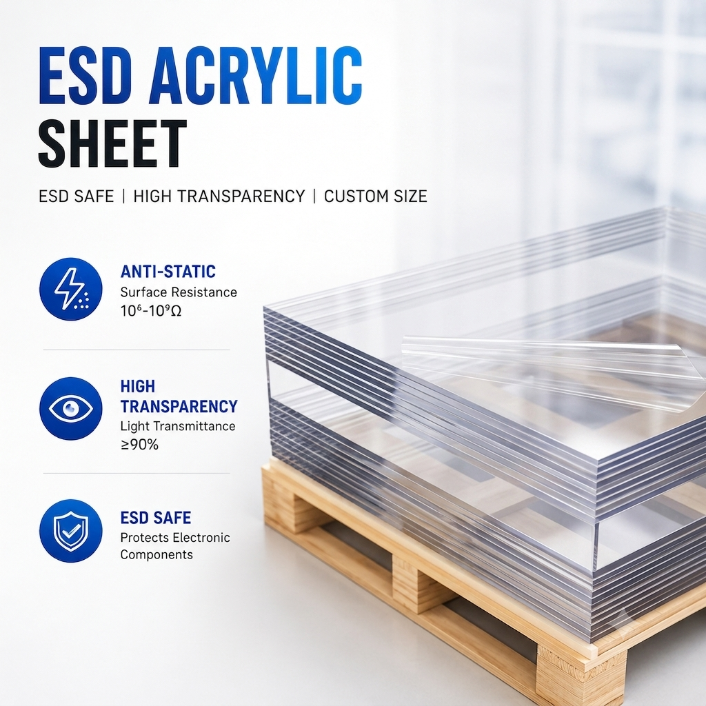 PMMA ESD Acrylic Sheet | Anti Static Acrylic Sheet | 3MM | Cut to Size | 12X18"