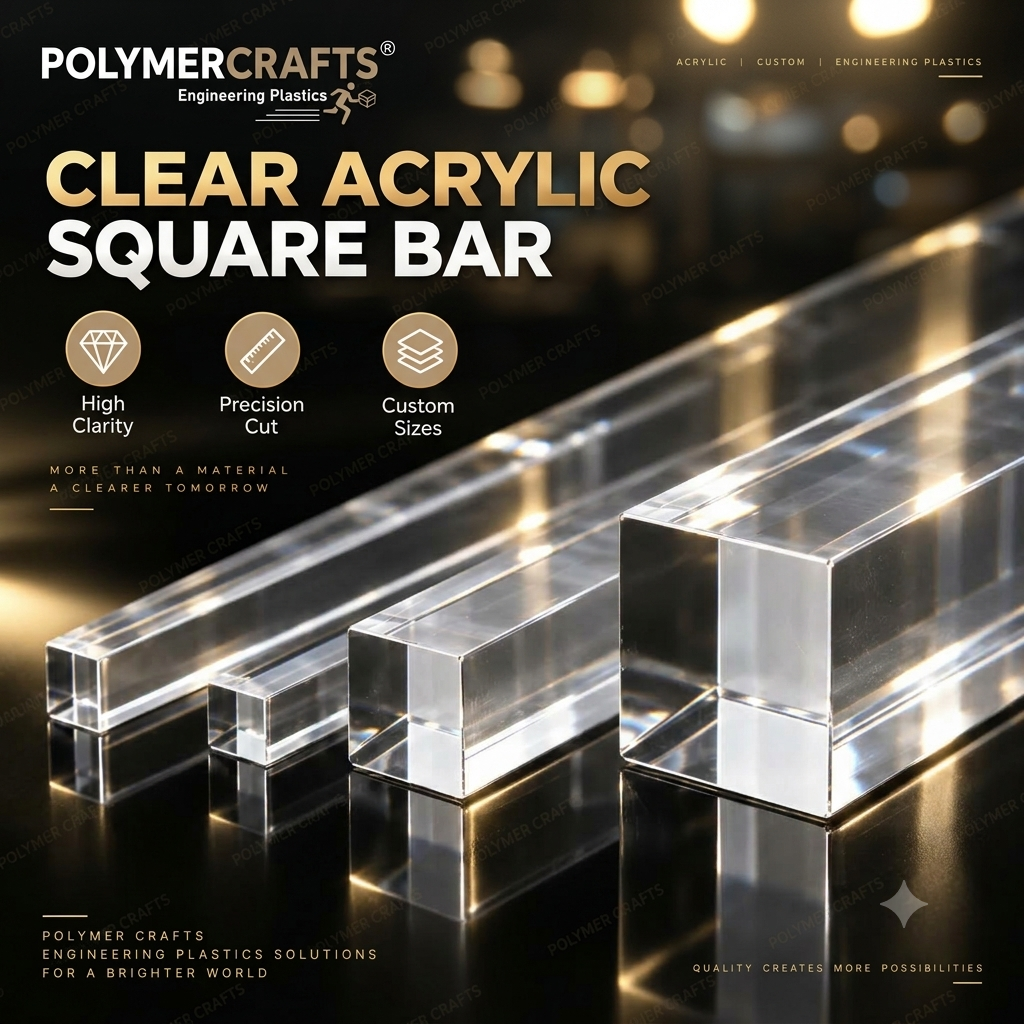 Acrylic Square Rod -Sq-100MM | PMMA Clear | CAST ACRYLIC | Crystal Clear Rigid | 300MM