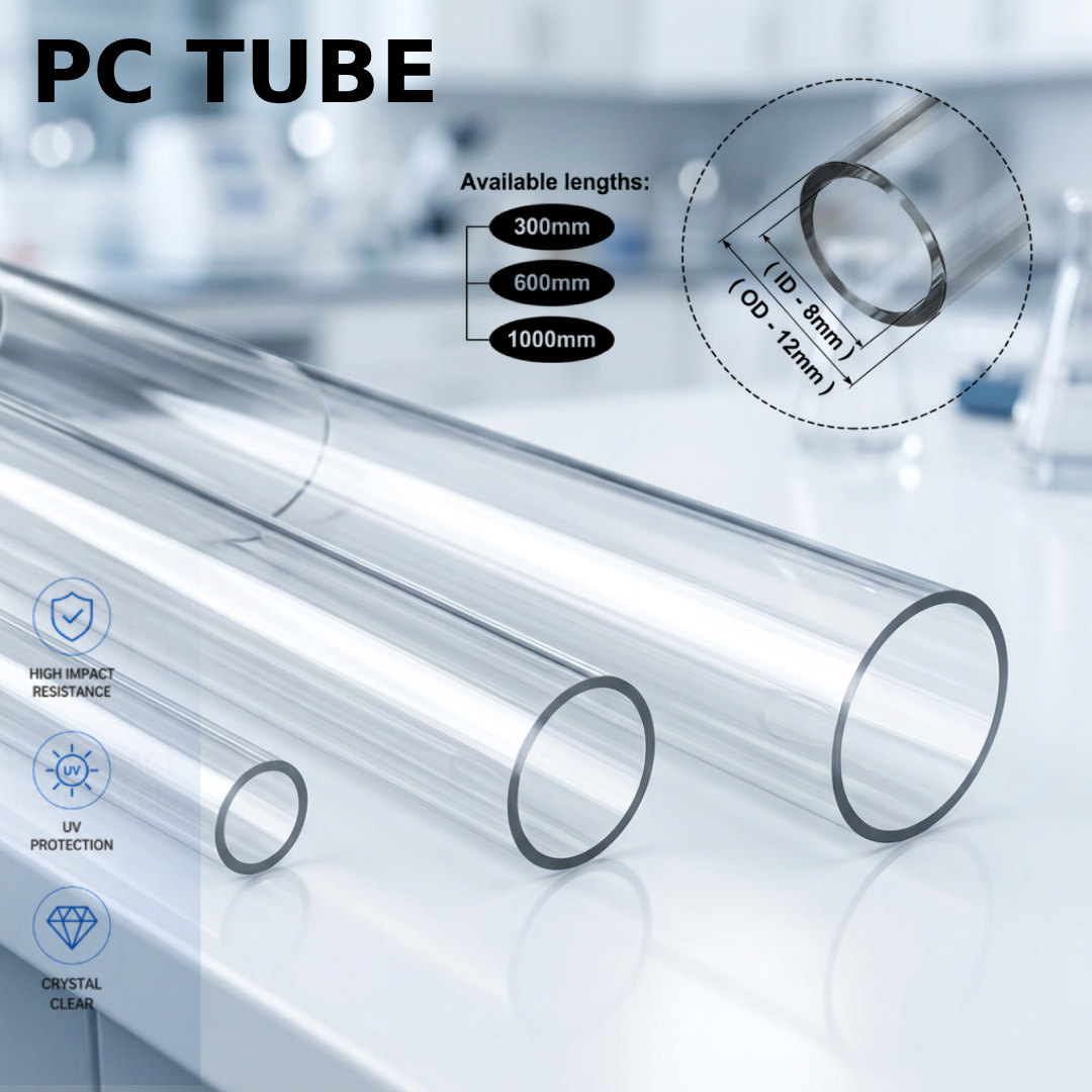 Polycarbonate Tube Ø12-(OD12-ID8MM) | High-impact transparent  |UV resistant  |Industrial & Scientific