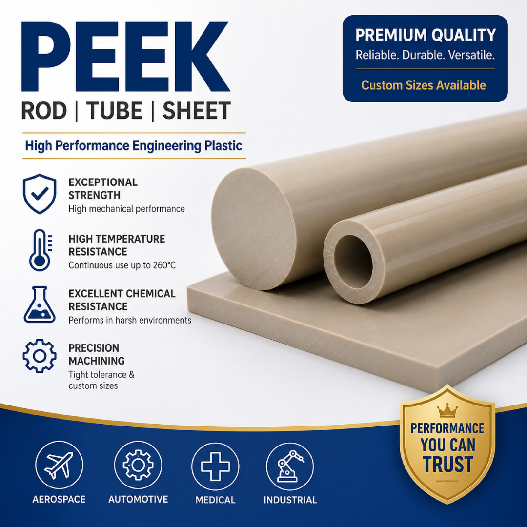 Precision PEEK Sheet Stock | Extreme Thermal & Chemical Resist | 10 MM