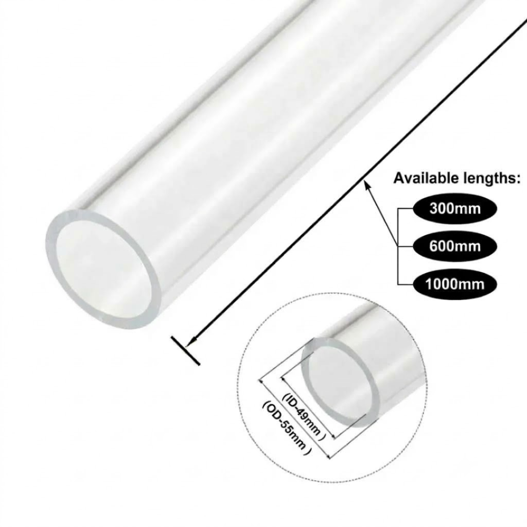 Acrylic Tube Ø55-(OD55-ID49MM) | Extruded PMMA |UV resistant acrylic |Optical Clarity