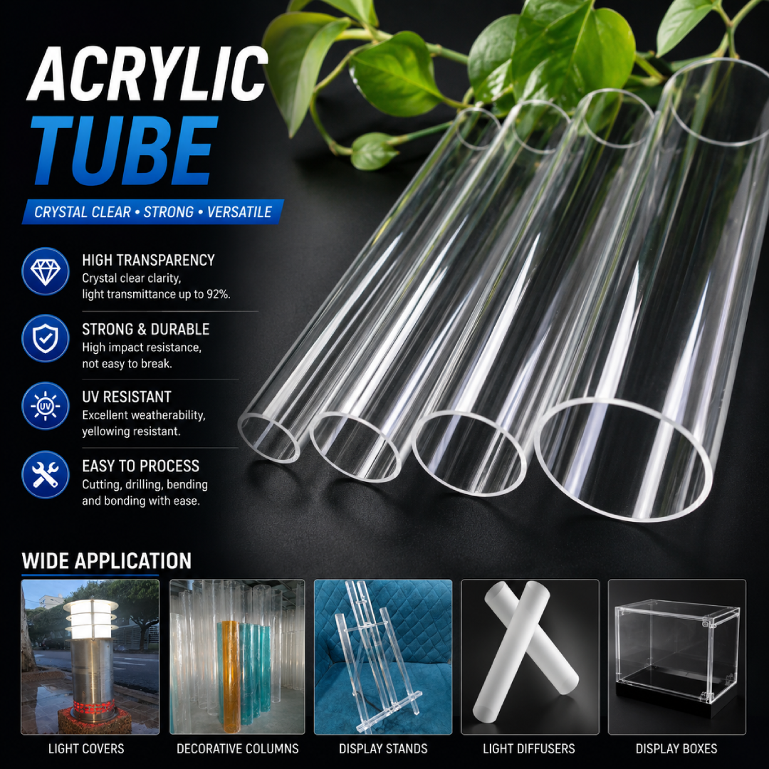 Acrylic Tube Ø310-(5MM-THK) | CAST PMMA |Fabrication Versatility |Impact Resistance-Optical Clarity Tube