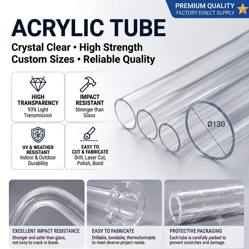 Clear Acrylic Tubes for Industrial, Display & Fabrication Applications