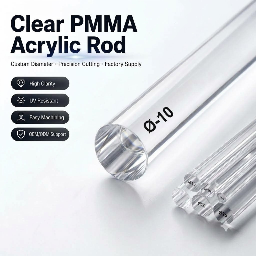 Acrylic Rod PMMA -Ø10MM | DIY & Crafts | Crystal Clear Rigid for Machinability | 300MM