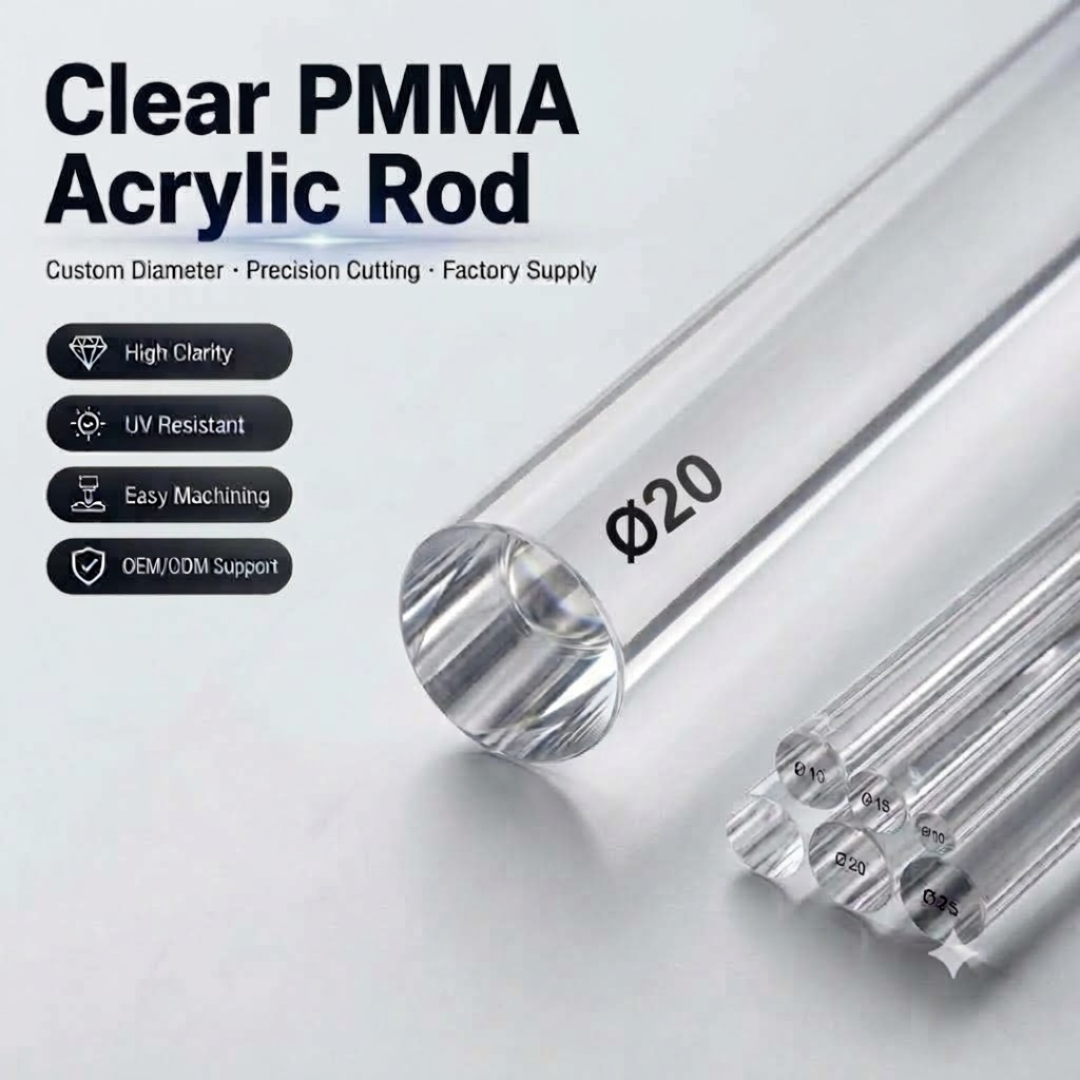 Acrylic Rod PMMA -Ø20MM | DIY & Crafts | Crystal Clear -Machinability | 300MM