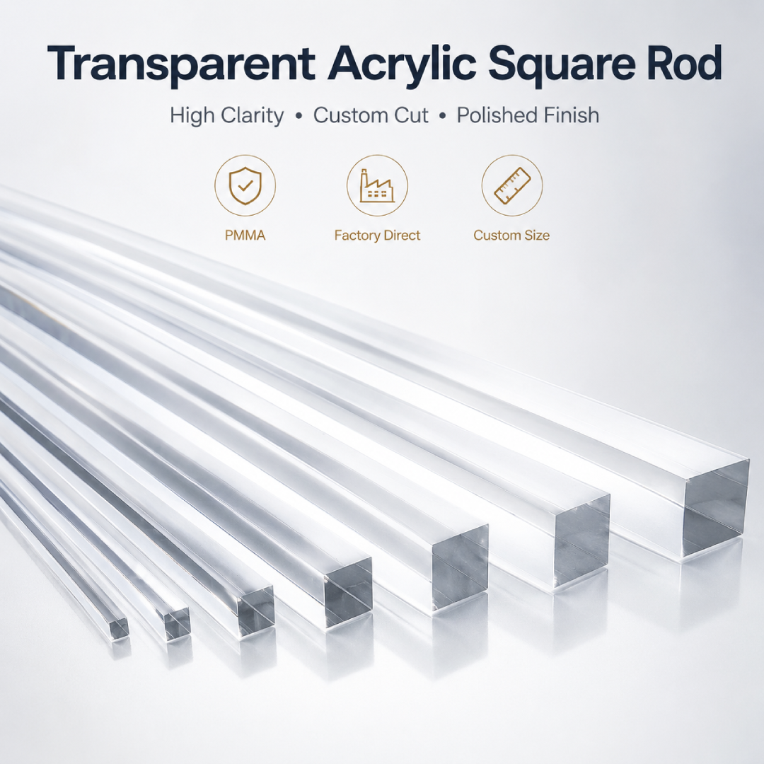 Acrylic Square Rod -Sq-25MM | PMMA Clear | CAST ACRYLIC | Crystal Clear Rigid | 300MM
