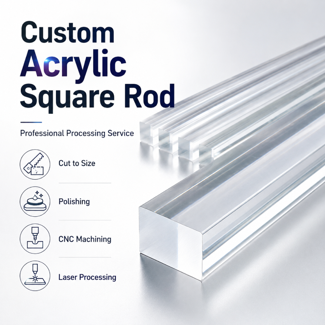 Acrylic Square Rod -Sq-25MM | PMMA Clear | CAST ACRYLIC | Crystal Clear Rigid | 300MM