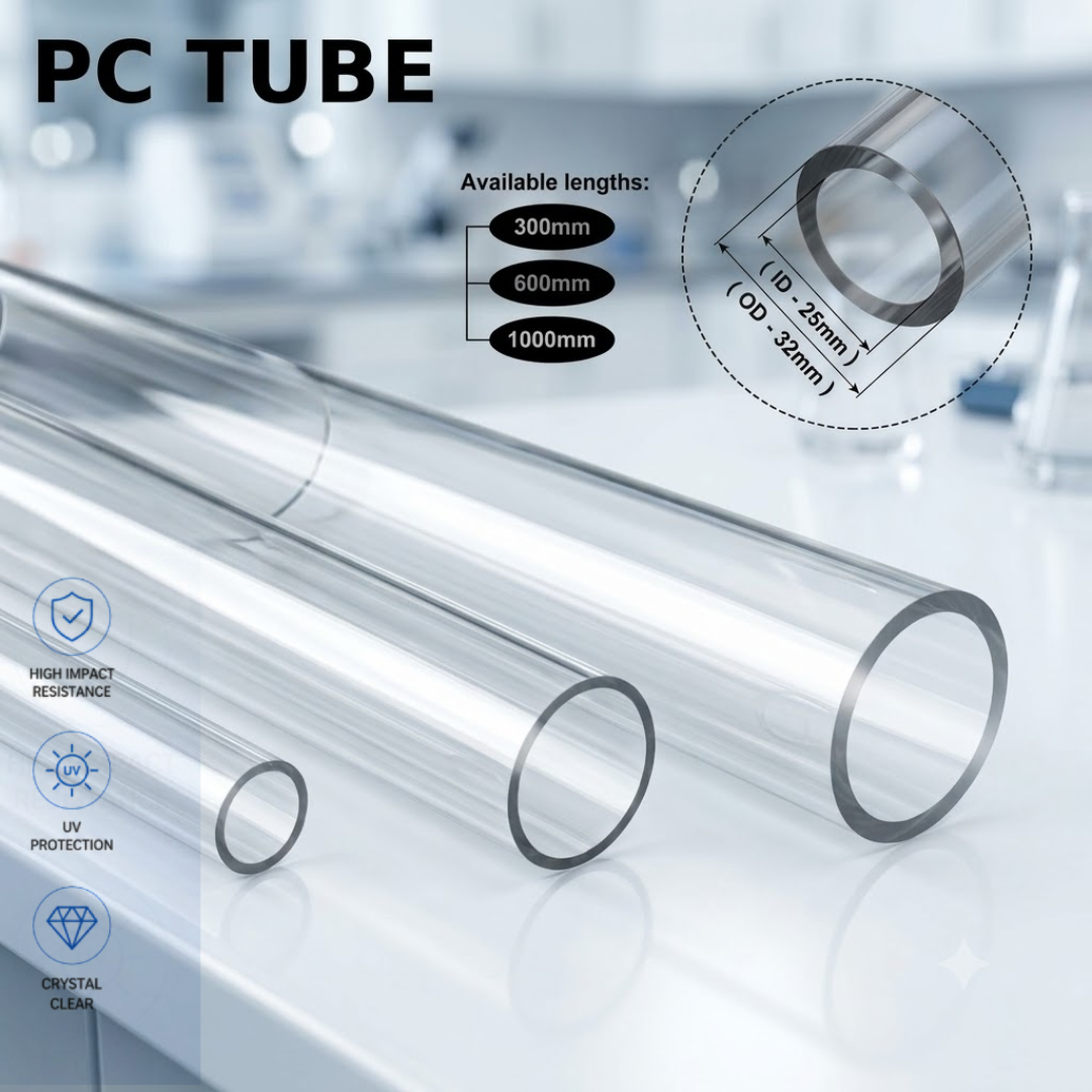 Polycarbonate Tube Ø32-(OD32-ID25MM) | High-impact transparent  |UV resistant  |Industrial & Scientific