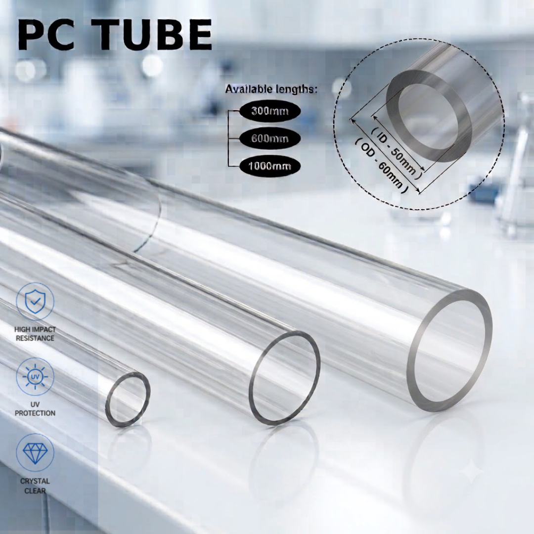 Polycarbonate Tube Ø60-(OD60-ID50MM) | High-impact transparent  |UV resistant  |Industrial & Scientific