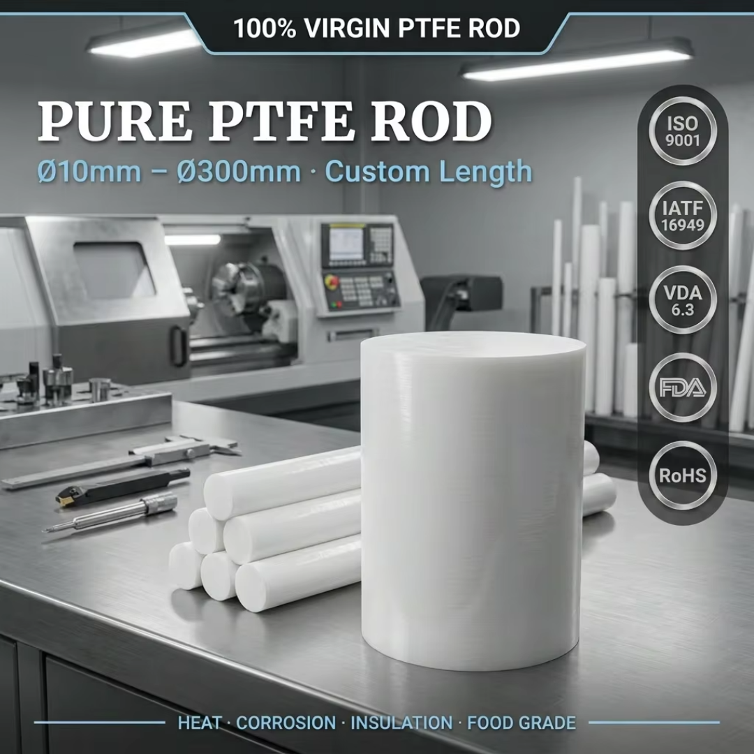 Precision Machining PTFE Rods | High-Purity Teflon Round Bar | Ø 10mm