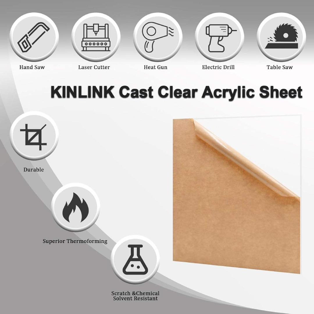 Acrylic Clear Sheet | Cut to Size | Transparent Cast Acrylic Sheet | DIY & Craft Projects -2MM