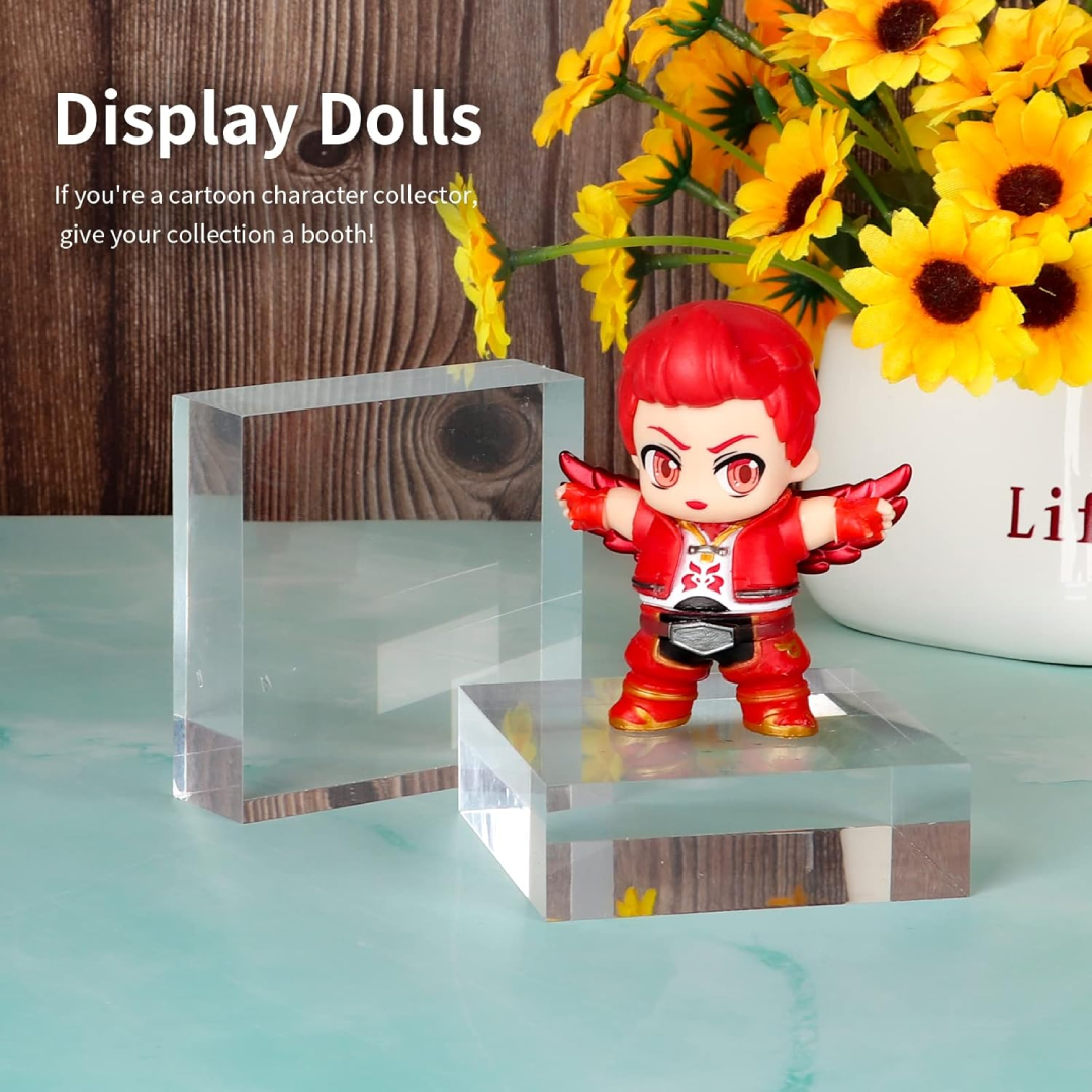 Acrylic Sheet Block -40MM|Display Pedestal |Acrylic plinth | Clear Polished Acrylic block -4X4"