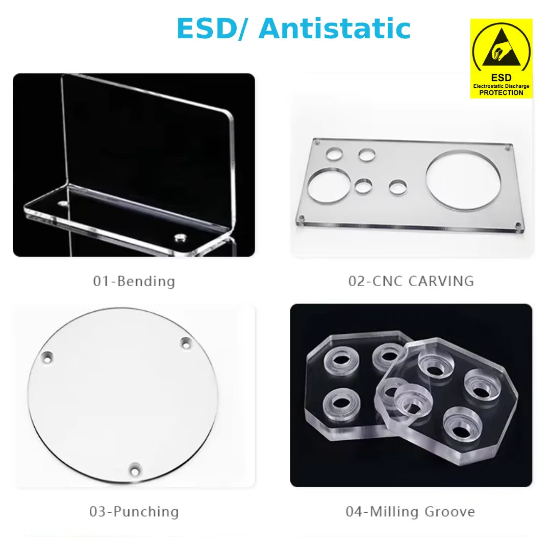 ESD Polycarbonate-10MM | Anti Static PC Sheet |  Cleanroom Wall Window Panel | Cut to Size | 12X12"