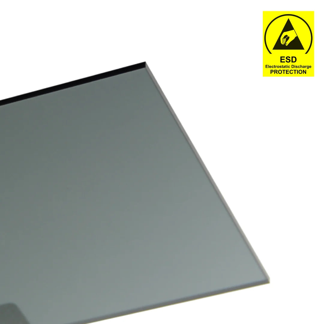ESD Polycarbonate Sheet | Cut TO Size ǀ High Quality Antistatic Polycarbonate ǀ 5mm -12X12″ -Smoke Grey