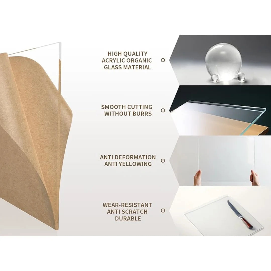 PMMA-Abrasion Resistant-1MM  |Anti Scratch Acrylic Sheet | Cut to Size | Transparent Acrylic Sheet|  12X12"