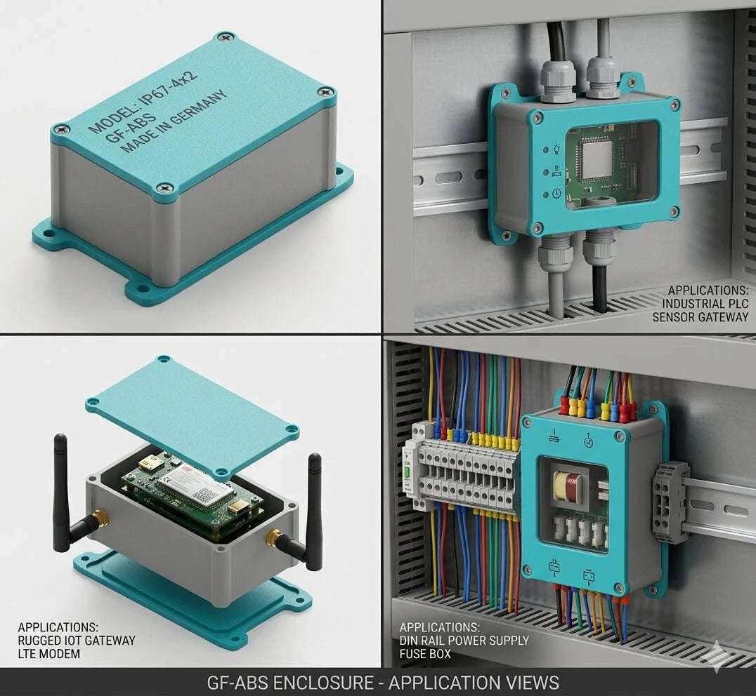 Industrial IP67-rated GF-ABS Custom Enclosure – Rugged Dual-Tone Project Box for IoT Gateways and Power Distribution