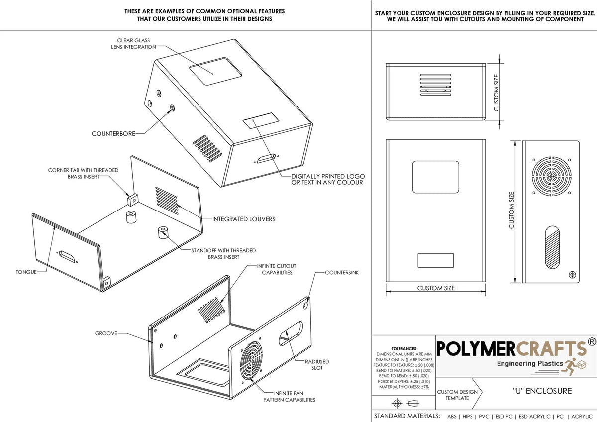 U Custom Electronic Enclosure – Single PCB Instrument Box for Industrial & Embedded Electronics