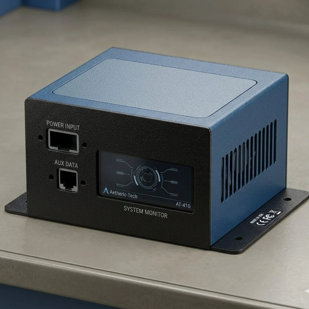 Blue & Black Wall-Mount Project Box with Cutouts and Integrated LCD Window