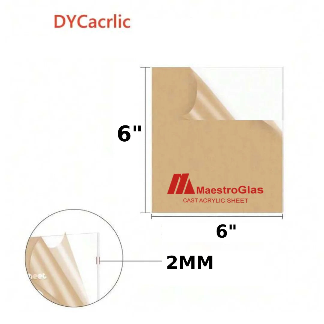 Acrylic Clear Sheet-2MM | Transparent| High Gloss | DIY Projects & Glass Painting-6X6"