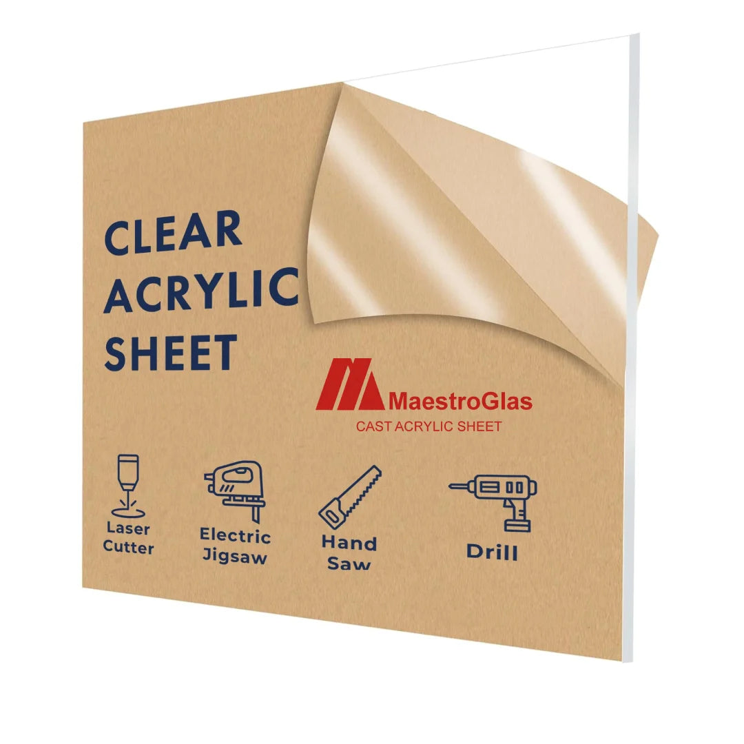 Acrylic Clear Sheet-2MM | Transparent| High Gloss | DIY Projects & Glass Painting-6X6"