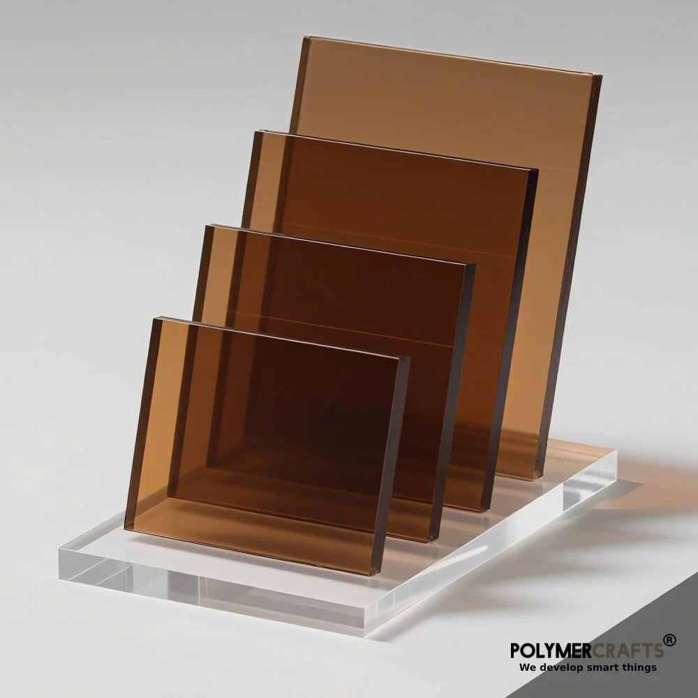 5mm Bronze Tinted Acrylic Sheet | Dark Translucent PMMA | 12X12" | Cut to Size | CNC, Display & DIY