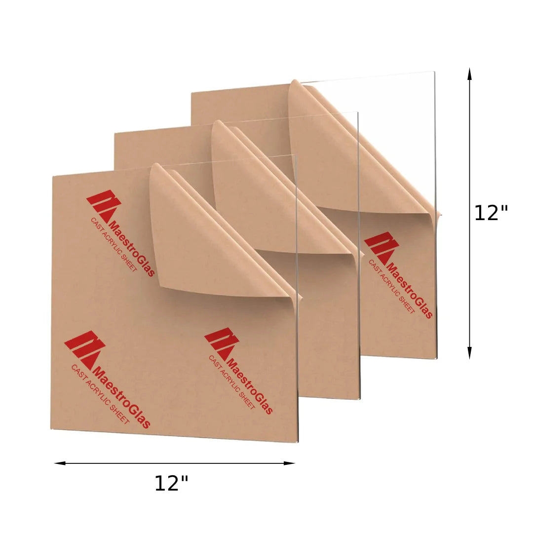 1mm Acrylic Clear Sheet | Cut to Size | Transparent Cast Acrylic Sheet 12" x 12" | DIY & Craft Projects