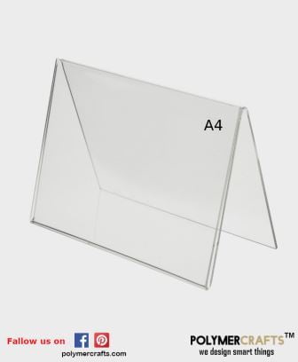Two Sided Tent Style Clear Acrylic Sign Holder - A4