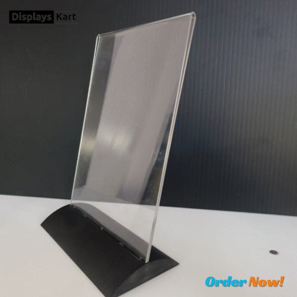 Acrylic Slanted Single Side Sign Holder A5 | Display Stand Paper Holder | Signage Holder | Tent Card Holder | Vertical Display Stand - Image 2