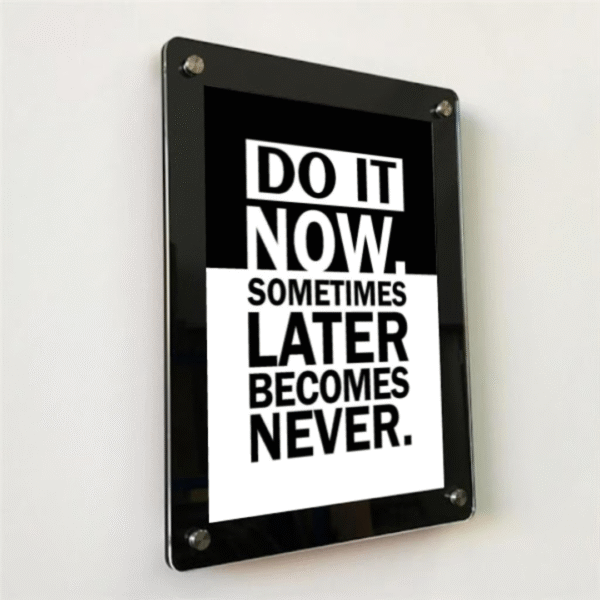 Wall Mount Frame | A3 Acrylic wall Mount Stud Frame Black Border | Photo Frame With Hardware | Acrylic Sandwich Frame| Size-14x19 - Image 2