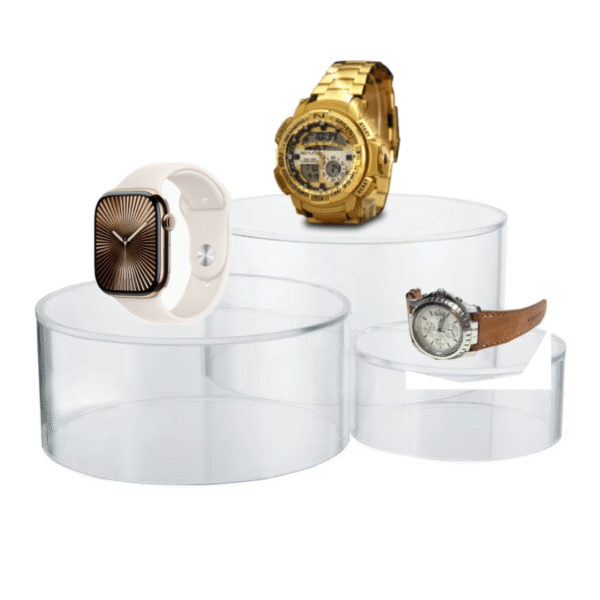 Clear Prop Display Cylinders | Clear Acrylic Round Cylinder Display Riser | Display For Toys | Watches | Jewelry Items. - Image 3
