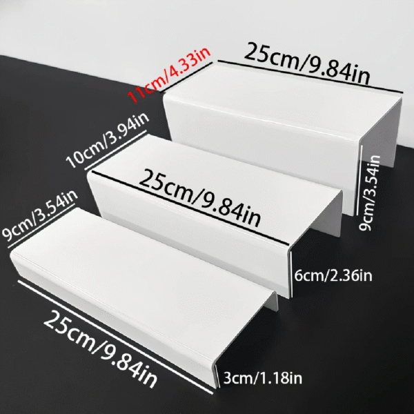 Black and White Acrylic Step Product Display Stand | Perfume | Cosmetics | Retail Display Stand | Storage Rack Stand. - Image 5