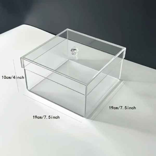 Transparent Acrylic Storage Box with Lid | Perfect for Gifts | Cosmetics | Multi-Purpose Box | Clear Cube Display Case Box . - Image 3