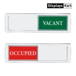 Black And White Acrylic Sliding Name Plate | Self Adhesive | For Bathroom | Office | Hotels | Size - 8x2 Inch (Pack Of 2). - Image 3