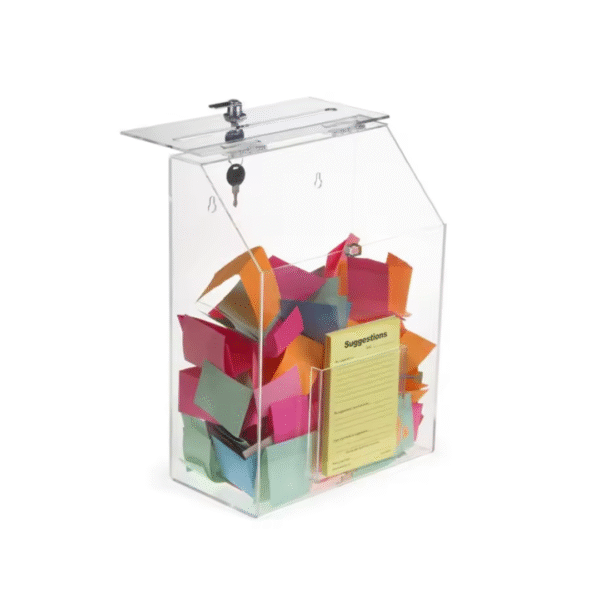 Acrylic Suggestion Box with Lock and Key | Best For Suggestion | Complaint | Donation | Table Top or Wall Mount | Size- 8x6x11 Inches - Image 4