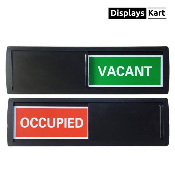 Black And White Acrylic Sliding Name Plate | Self Adhesive | For Bathroom | Office | Hotels | Size - 10x2 Inch (Pack Of 2). - Image 4