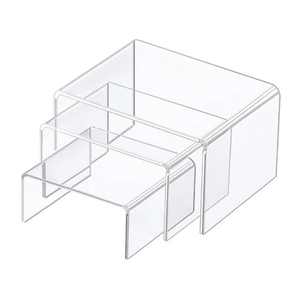Acrylic Riser Display Stand | Complex Standard Size | 3 Step Acrylic Display Stand | For Shoe, Nail polish, Cupcake, Toys. - Image 1